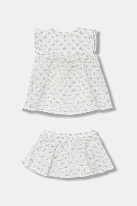 United Colors of Benetton sukienka letnia z lnem zielona w kwiaty 4NVDAK001