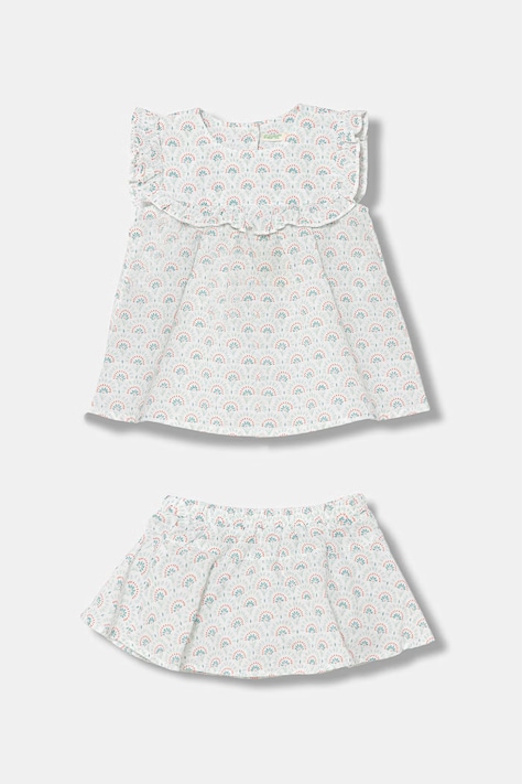 United Colors of Benetton letní šaty se lnem zelené květinové 4NVDAK001