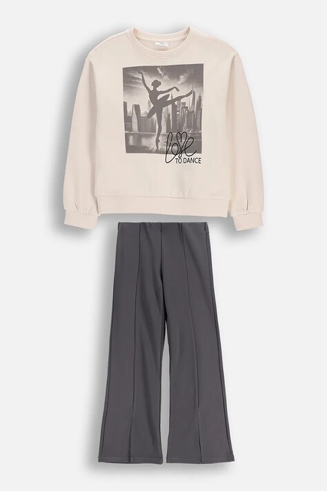 Coccodrillo komplet dresowy dziecięcy bawełniany beżowy HEARTS GIRL JUNIOR