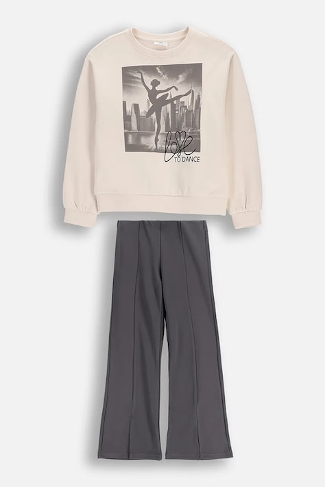 Coccodrillo komplet dresowy dziecięcy bawełniany beżowy HEARTS GIRL JUNIOR