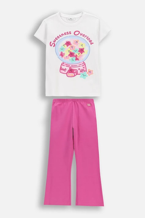 Coccodrillo vsakdanji komplet otroški bombažen bel SWEET SHOP GIRL KIDS