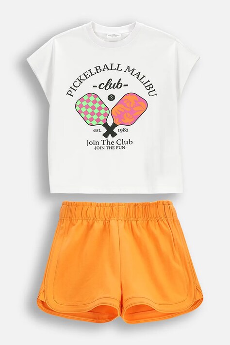 Coccodrillo vsakdanji komplet otroški bombažen bel JOIN THE FUN GIRL JUNIOR