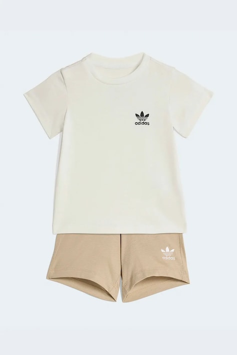 Detská bavlnená súprava adidas Originals béžová farba, KE2357