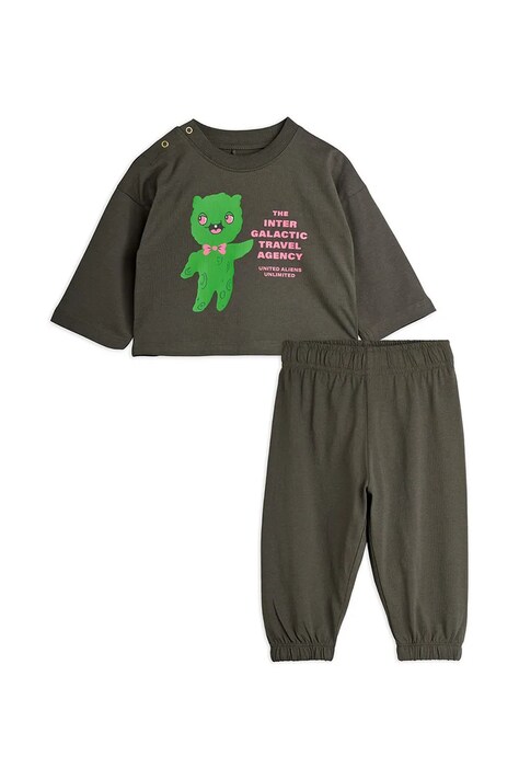 Mini Rodini dres niemowlęcy bawełniany Alien travel kolor brązowy 26240113