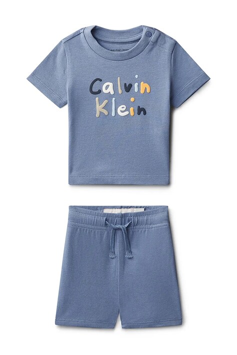 Calvin Klein Jeans komplet niemowlęcy bawełniany niebieski LVCKSJI11B