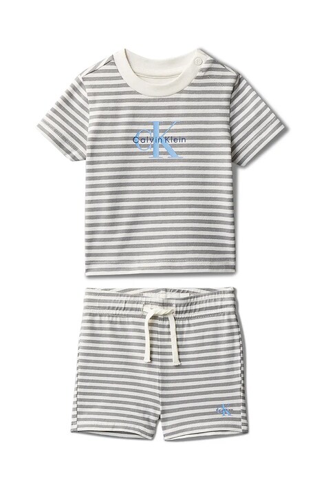 Calvin Klein Jeans komplet niemowlęcy bawełniany szary LVCKSJI12B