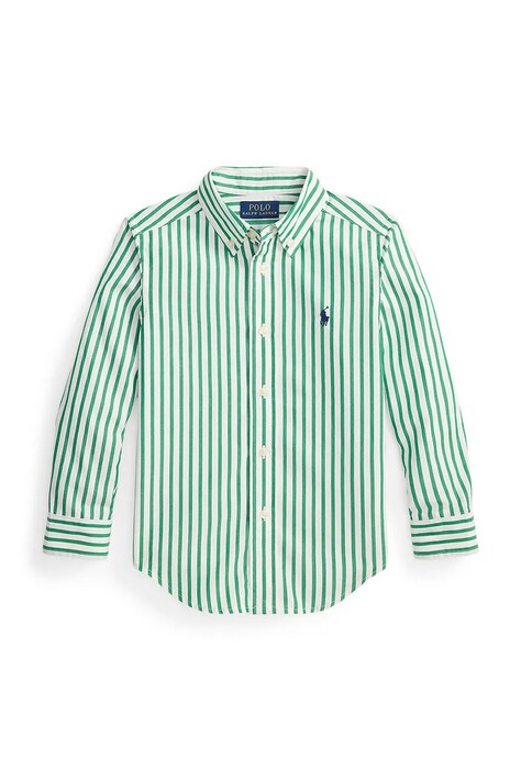 Παιδικό βαμβακερό πουκάμισο Polo Ralph Lauren χρώμα: πράσινο, 322979319501