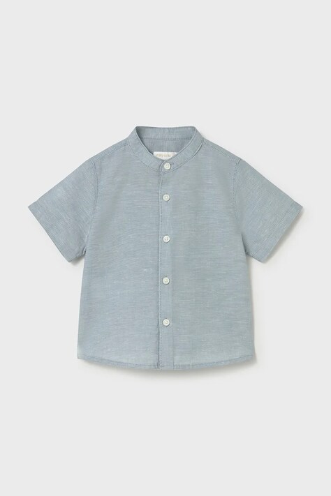 Mayoral koszula z domieszką lnu dziecięca kolor niebieski 1111