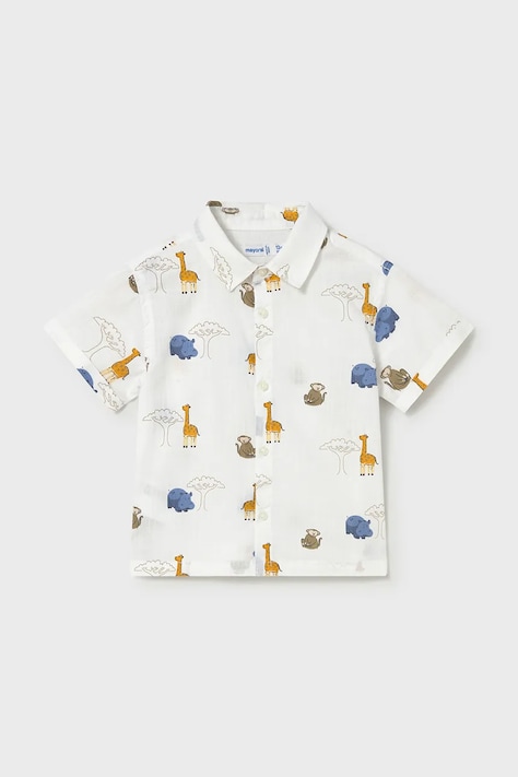 Παιδικό βαμβακερό πουκάμισο Mayoral χρώμα: άσπρο, 1114