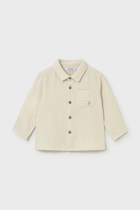 Παιδικό βαμβακερό πουκάμισο Mayoral χρώμα: μπεζ, 1119