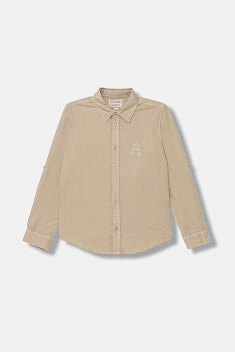 Guess koszula bawełniana dziecięca kolor beżowy L6RH03 W9CL1