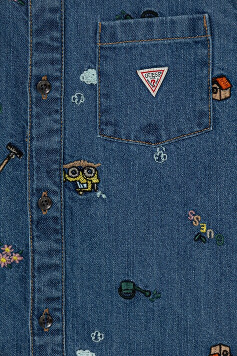 Guess koszula jeansowa dziecięca kolor niebieski N6RH06 D3SZ0