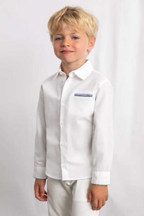 Παιδικό πουκάμισο με λινό Mayoral χρώμα: άσπρο, 3117