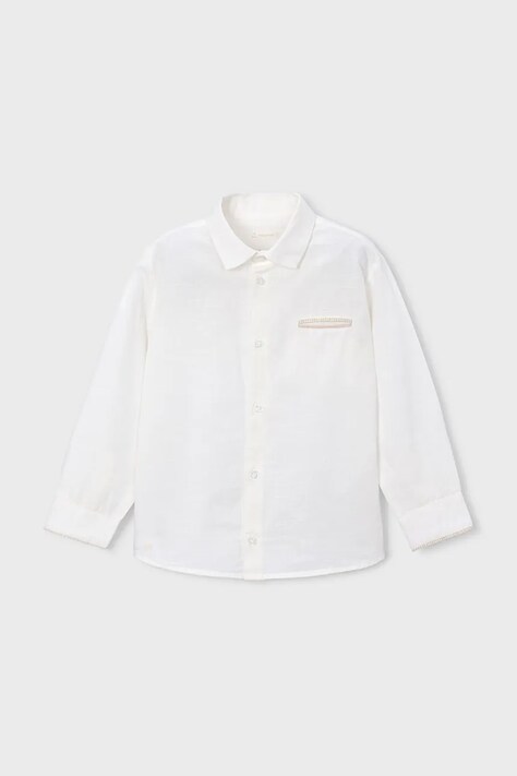 Mayoral koszula dziecięca z dodatkiem lnu kolor beżowy 3117