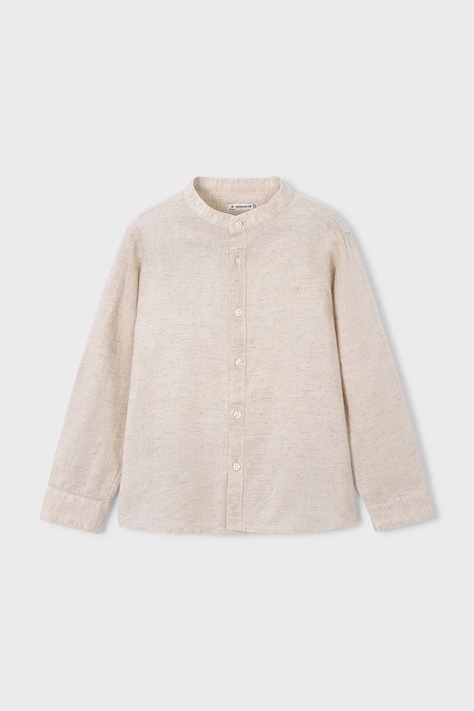 Παιδικό πουκάμισο με λινό Mayoral χρώμα: μπεζ, 3118