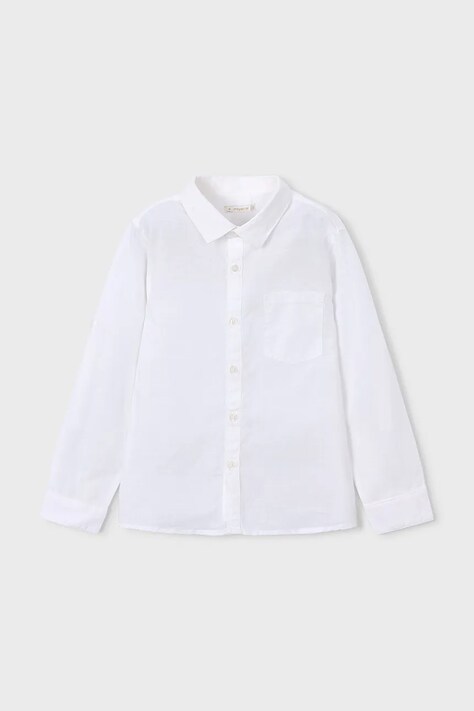 Mayoral koszula z domieszką lnu dziecięca kolor biały 3119