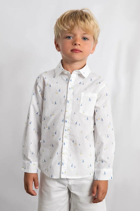 Mayoral koszula z domieszką lnu dziecięca kolor biały 3119