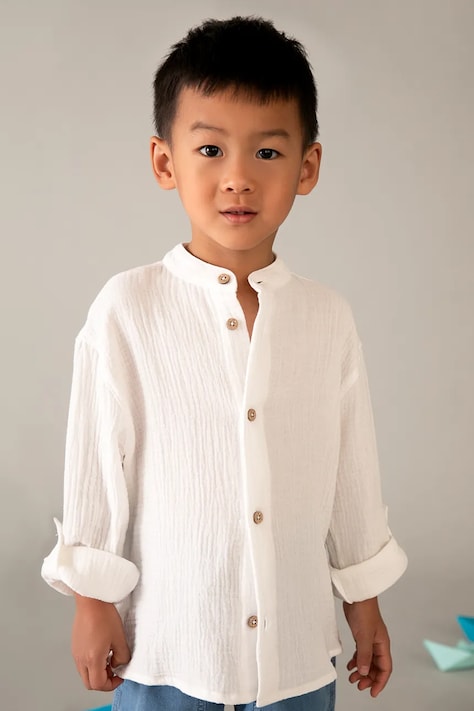 Παιδικό βαμβακερό πουκάμισο Mayoral χρώμα: άσπρο, 3120