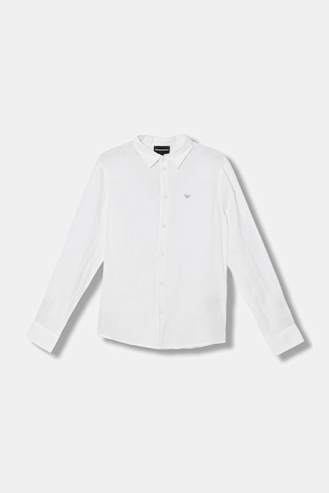Emporio Armani koszula lniana dziecięca kolor biały 8N4CJ9 3NEEZ