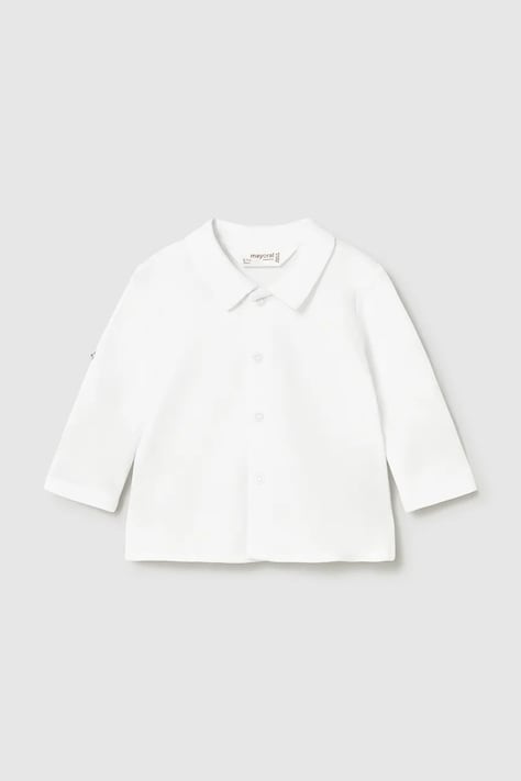 Bavlnená košeľa pre bábätká Mayoral Newborn biela farba, 1103