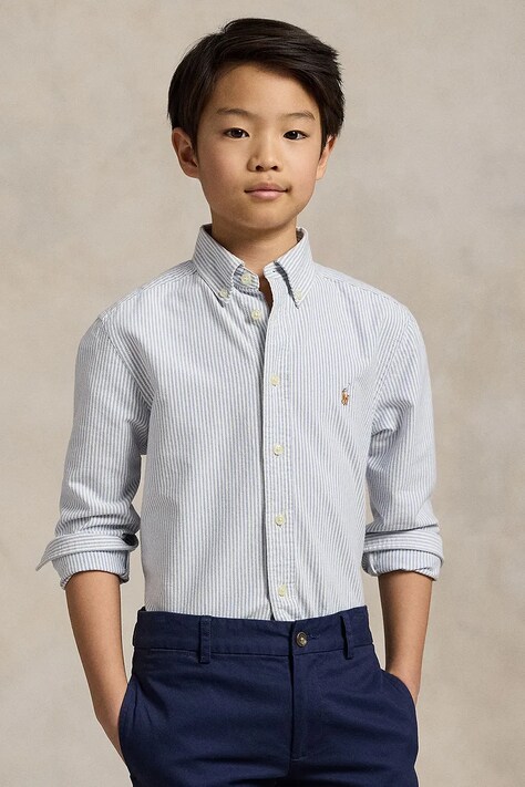 Polo Ralph Lauren koszula bawełniana dziecięca kolor niebieski 323677177001