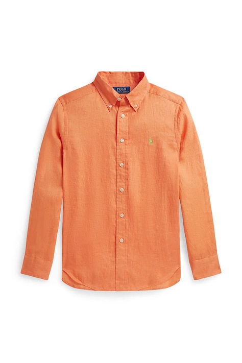 Polo Ralph Lauren koszula dziecięca lniana pomarańczowa gładka