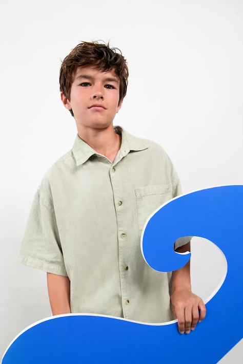 Mayoral camicia per bambini con lino Boston by Mayoral verde liscia 6179