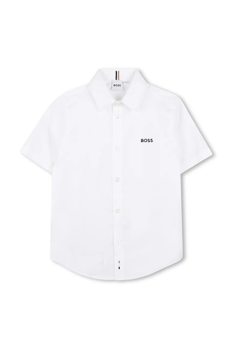 BOSS camicia di cotone per bambini colore bianco J53160