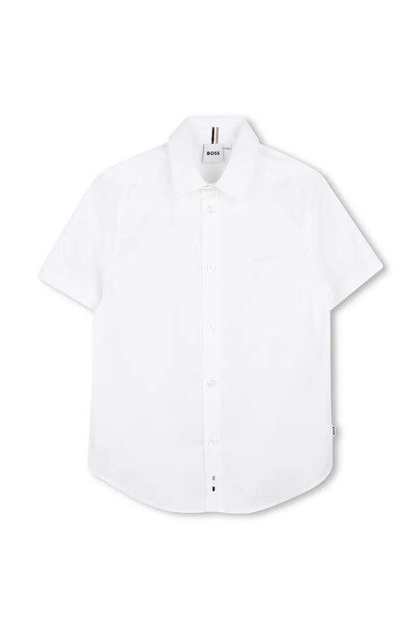Παιδικό βαμβακερό πουκάμισο BOSS χρώμα: άσπρο, J53160