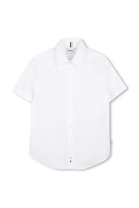Παιδικό βαμβακερό πουκάμισο BOSS χρώμα: άσπρο, J53160
