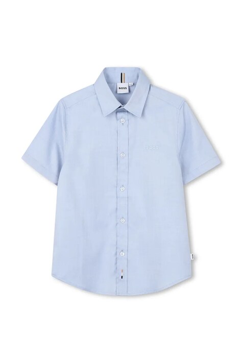 Dětská bavlněná košile BOSS modrá barva, J53160