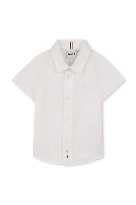 Bombažna srajca za dojenčka BOSS bela barva, J53161