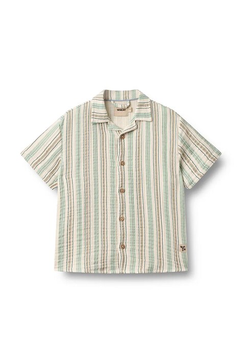 Wheat koszula dziecięca bawełniana beżowa w paski 2603-416-GOTS