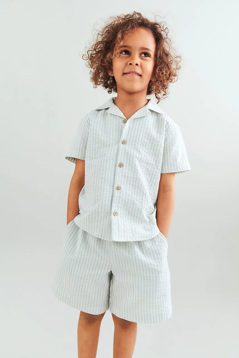 Wheat koszula dziecięca bawełniana niebieska w paski 2603-430-GOTS