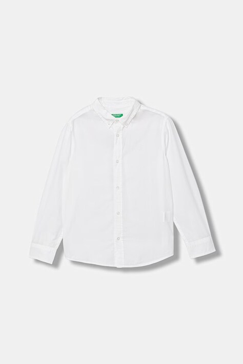United Colors of Benetton koszula dziecięca bawełniana biała gładka 54AZCQ00R