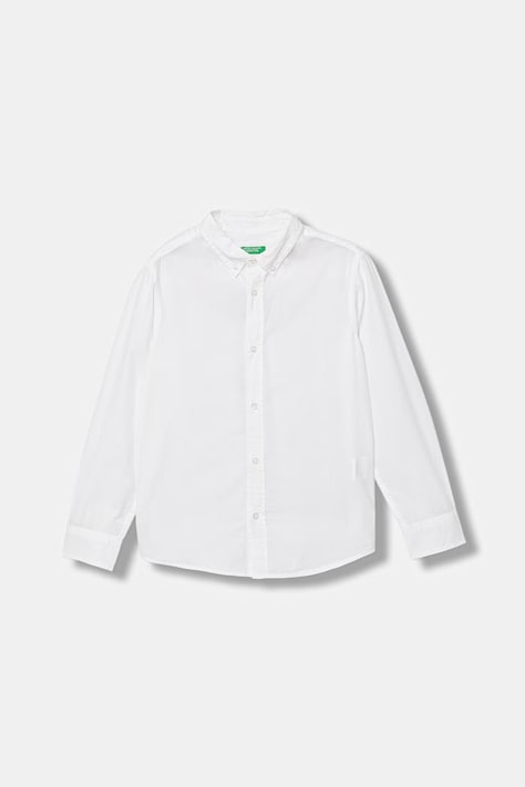 United Colors of Benetton Košeľa detská bavlnená biela hladká 54AZCQ00R