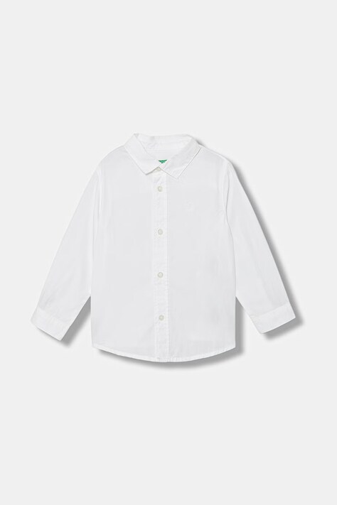 United Colors of Benetton koszula dziecięca bawełniana biała gładka 54AZGQ00J