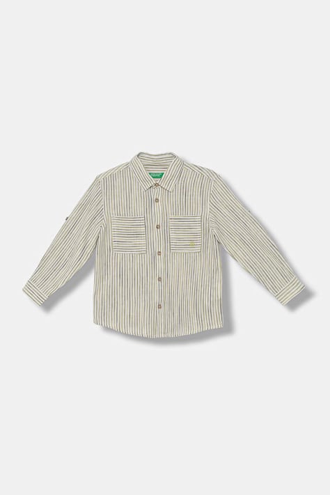 United Colors of Benetton koszula dziecięca z lnem zielona 58DNGQ036
