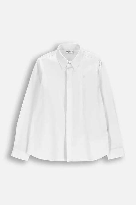 Coccodrillo koszula dziecięca z bawełny biała gładka ELEGANT JUNIOR BOY