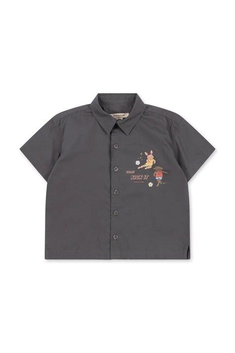 Konges Sløjd сорочка дитяча бавовняна HARVEY SS SHIRT GOTS — SS26-KDB04I, сірий — фото 2