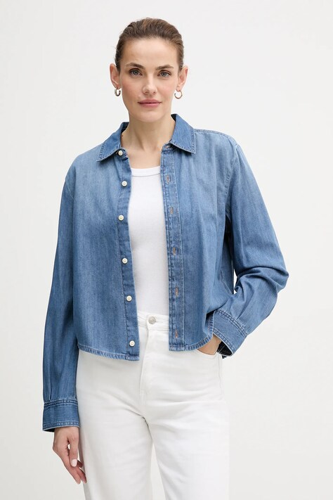 Calvin Klein Jeans koszula jeansowa damska kolor niebieski regular z kołnierzykiem klasycznym LV047E902G