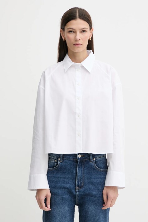 Calvin Klein Jeans koszula damska kolor biały relaxed z kołnierzykiem klasycznym LV047C141G