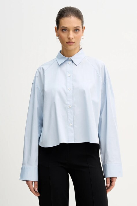 Calvin Klein Jeans koszula damska kolor niebieski relaxed z kołnierzykiem klasycznym LV047C141G