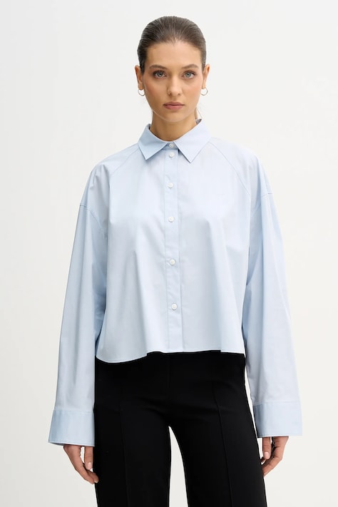 Košile Calvin Klein Jeans dámská, modrá barva, relaxed, s klasickým límcem, LV047C141G