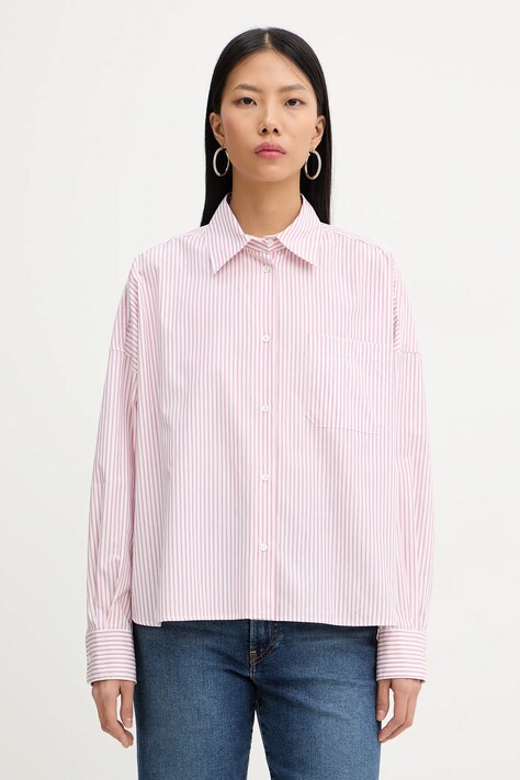 Weekend Max Mara koszula bawełniana AUREO damska kolor różowy relaxed z kołnierzykiem klasycznym 2615111031600