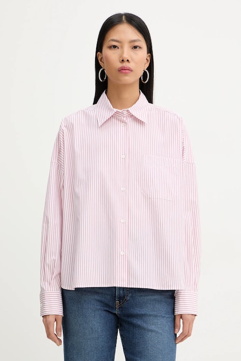 Weekend Max Mara koszula bawełniana AUREO damska kolor różowy relaxed z kołnierzykiem klasycznym 2615111031600