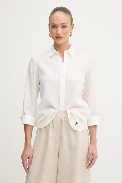 Weekend Max Mara košeľa dámska ľanová WERNER biela hladká 2615111072600