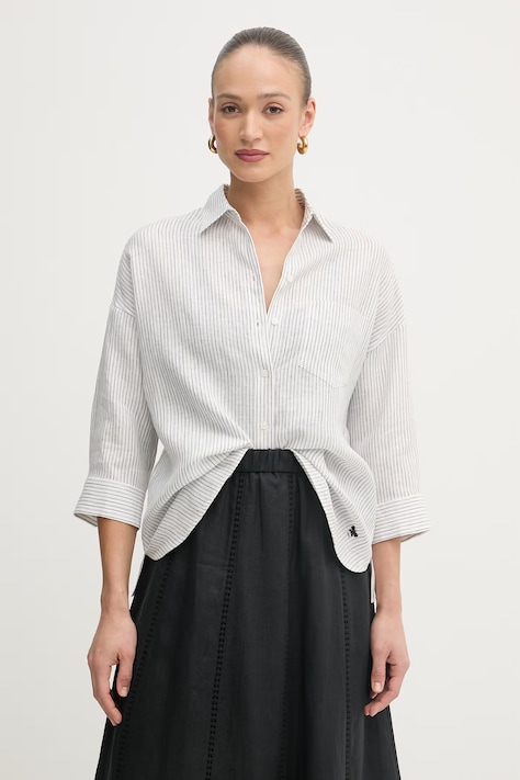 Weekend Max Mara camicia da donna in lino PANETTO blu navy a righe 2615111102600