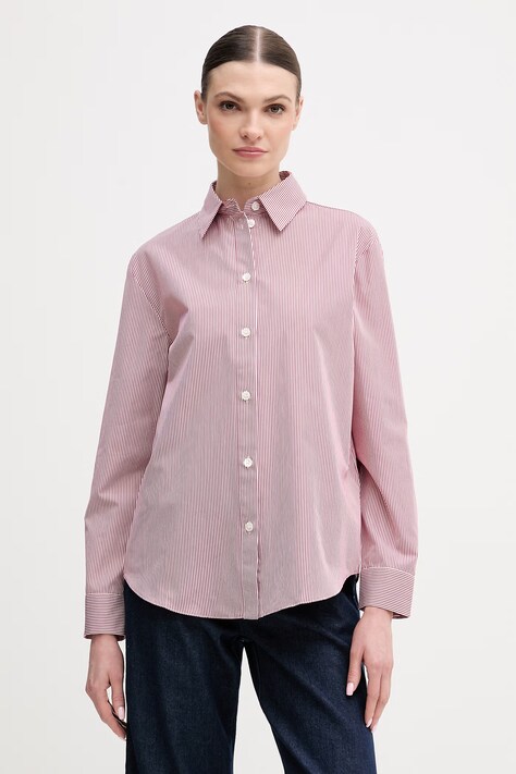 MM by Max Mara koszula bawełniana PANFILO damska kolor bordowy regular z kołnierzykiem klasycznym 2616111027600