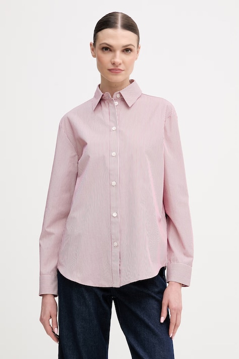 MM by Max Mara koszula bawełniana PANFILO damska kolor bordowy regular z kołnierzykiem klasycznym 2616111027600